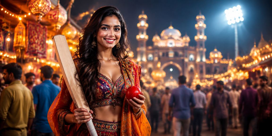 Night market scene with cricket betting in India